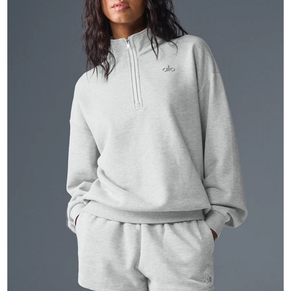Alo Accolade 1/4 Zip Pullover Gray